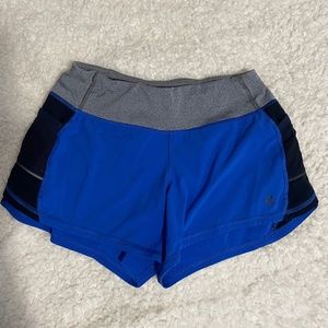 Athleta Blue and Grey Shorts with Lining